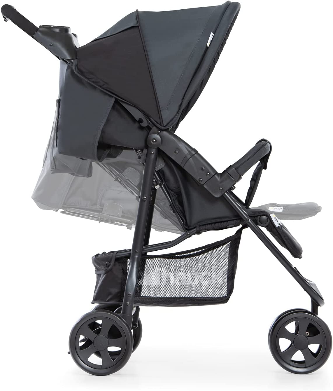 Hauck Poussette 3 Roues Citi Neo II, Jusqu'à 25 kg, Pliage à 1 Main, Compact, Inclinable en Position Couchée dès Naissance, Ultra Légère 7,3 kg, avec Porte-Gobelet, Grand Panier - Noir