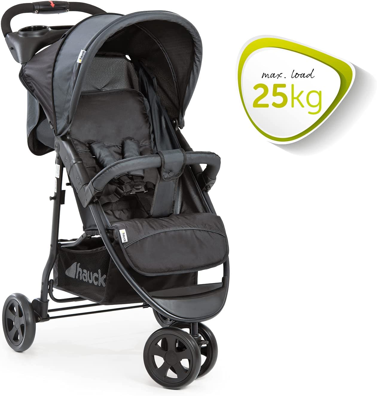 Hauck Poussette 3 Roues Citi Neo II, Jusqu’à 25 kg, Pliage à 1 Main, Compact, Inclinable en Position Couchée dès Naissance, Ultra Légère 7,3 kg, avec Porte-Gobelet, Grand Panier