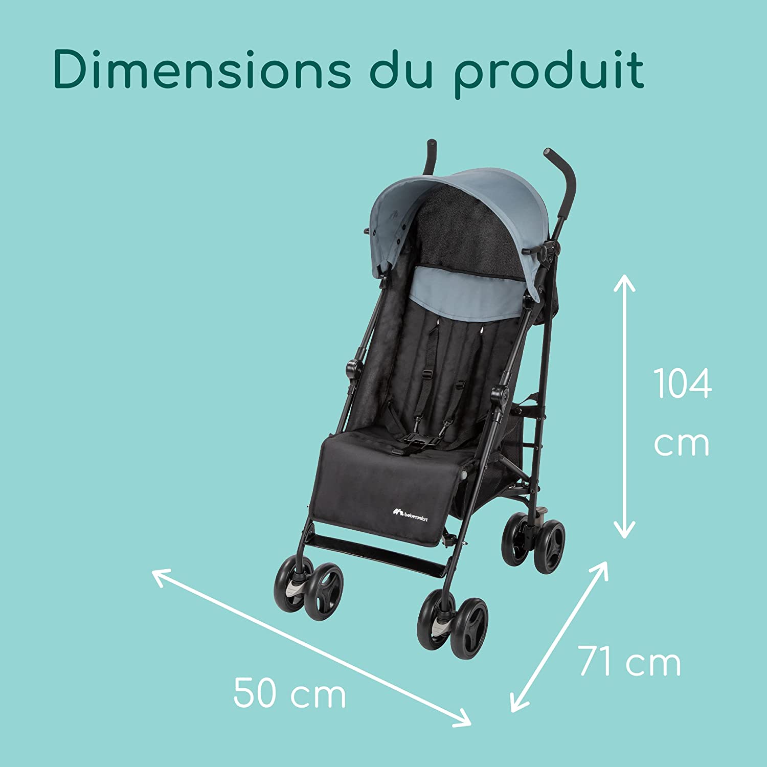 Bebeconfort Rainbow, Poussette Canne Multipositions, Compacte et Légère, de 6 mois à 4 ans, jusqu’à 22 kg, Shadow Block