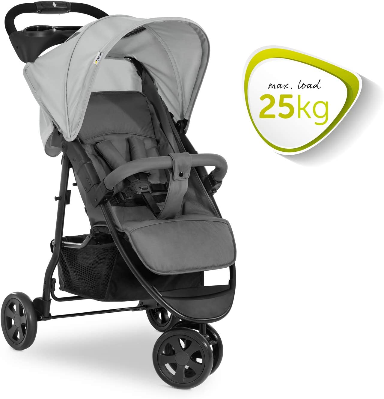 Hauck Poussette 3 Roues Citi Neo 3, Jusqu’à 25 kg, Pliage à 1 Main, Compact, Inclinable en Position Couchée, Avec Filets, Ultra Légère 7,3 kg, avec Porte-Gobelet, Grand Panier – Gris Foncé