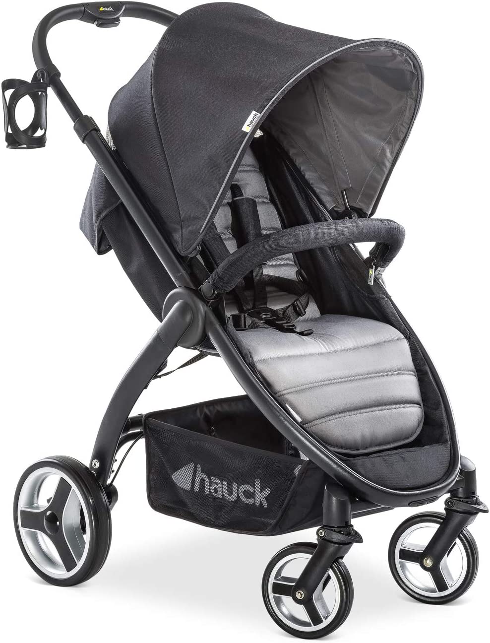 Hauck Poussette Lift Up 4 / Jusqu’à 25 kg / Position Couchée dès la Naissance / Pliable d’Une Main / Porte Gobelet Inclus / Hauteur Réglable / Grand Panier Achats / Noir Gris