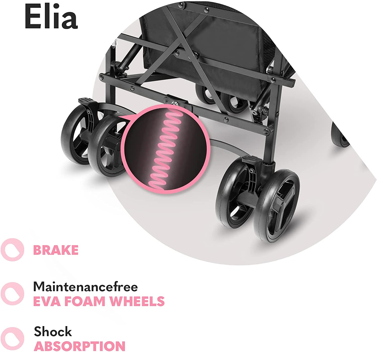 LIONELO Elia poussette canne à 15 kg, réglage du dossier jusqu’à la position couchée, grand panier, système de pliage rapide, moustiquaire, chauffe-pieds