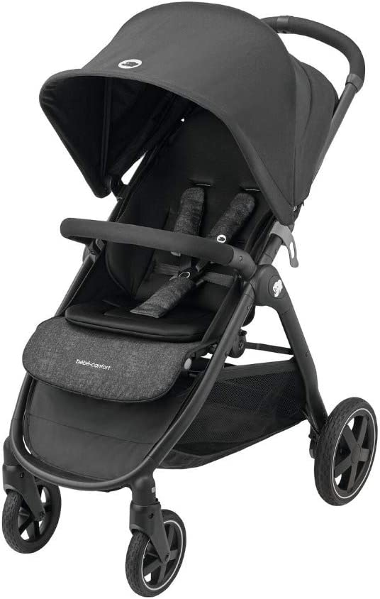 Bébé Confort Gia Poussette tout-terrain avec assise confortable, Pliage compact, de la naissance à 4 ans environ (0-22 kg), habillage pluie et grand panier inclus, Nomad Black